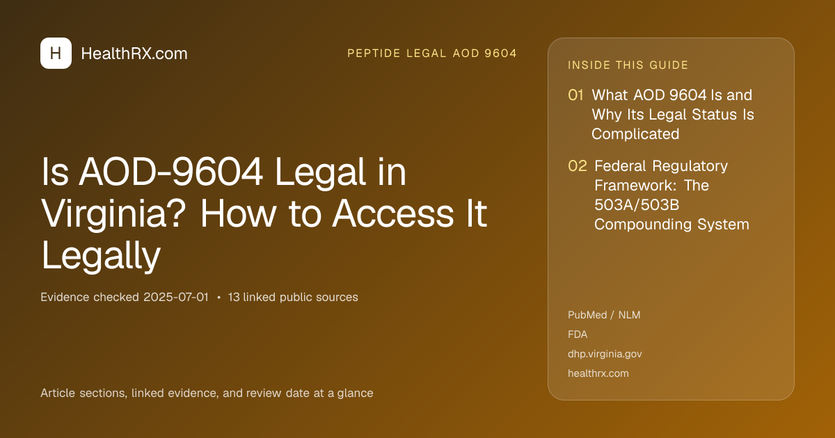 Evidence overview for Is AOD-9604 Legal in Virginia? How to Access It Legally