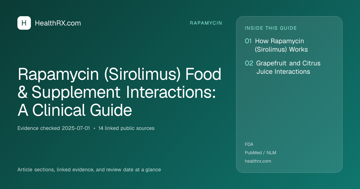 Evidence overview for Rapamycin (Sirolimus) Food & Supplement Interactions: A Clinical Guide