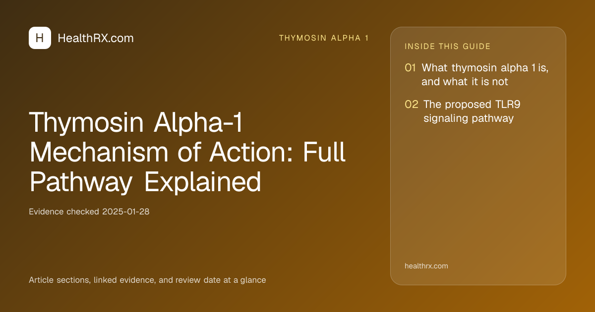 Evidence overview for thymosin alpha 1: Thymosin Alpha-1 Mechanism of Action: Full Pathway Explained