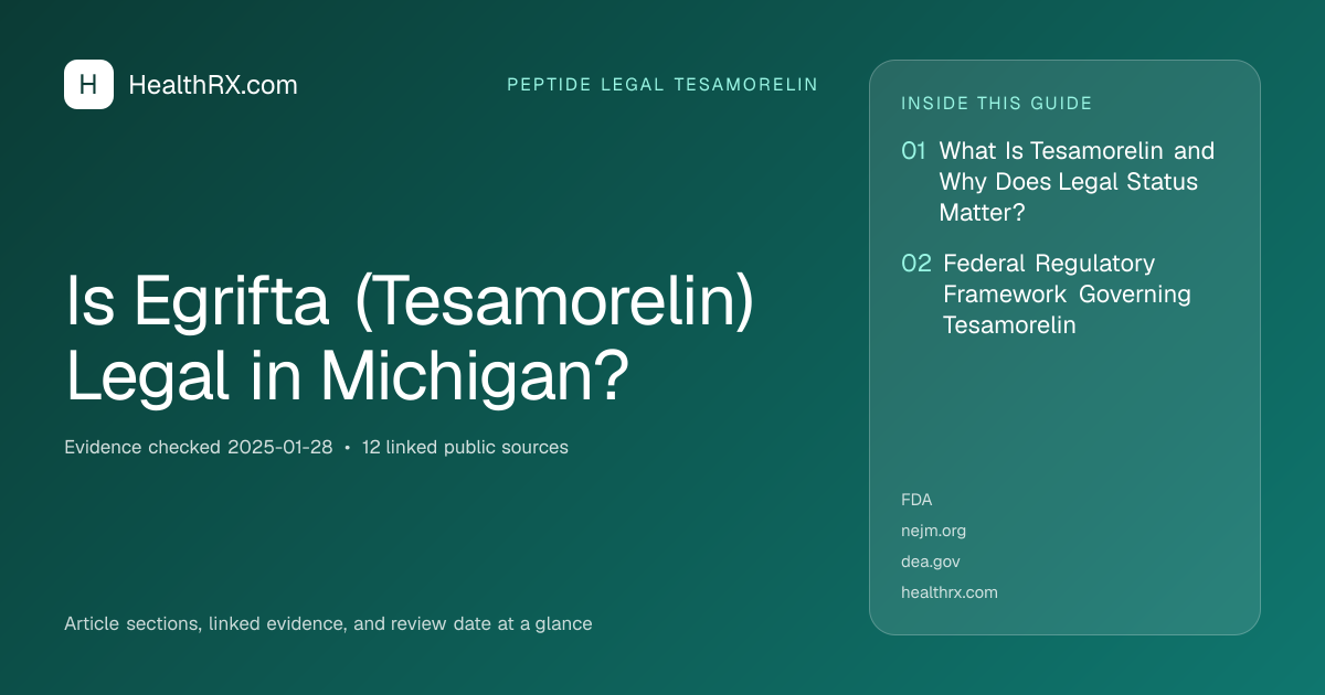 Evidence overview for Is Egrifta (Tesamorelin) Legal in Michigan?