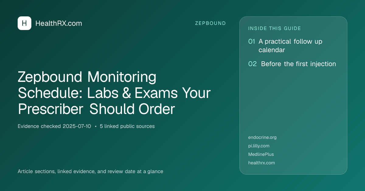 Evidence overview for Zepbound Monitoring Schedule: Labs & Exams Your Prescriber Should Order