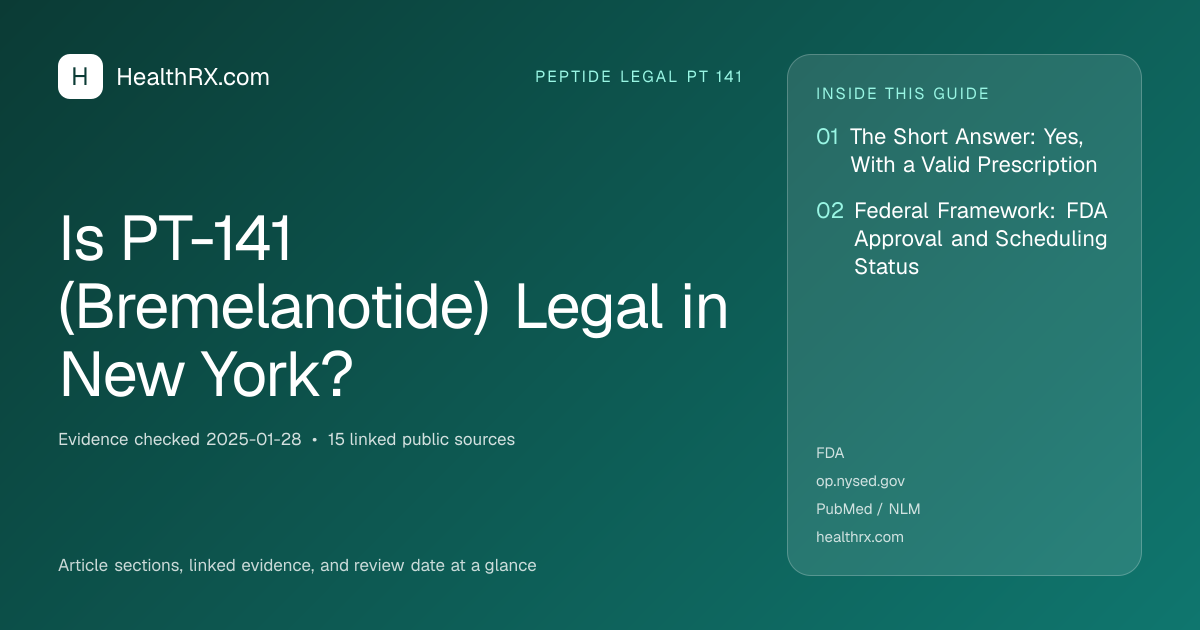 Evidence overview for Is PT-141 (Bremelanotide) Legal in New York?