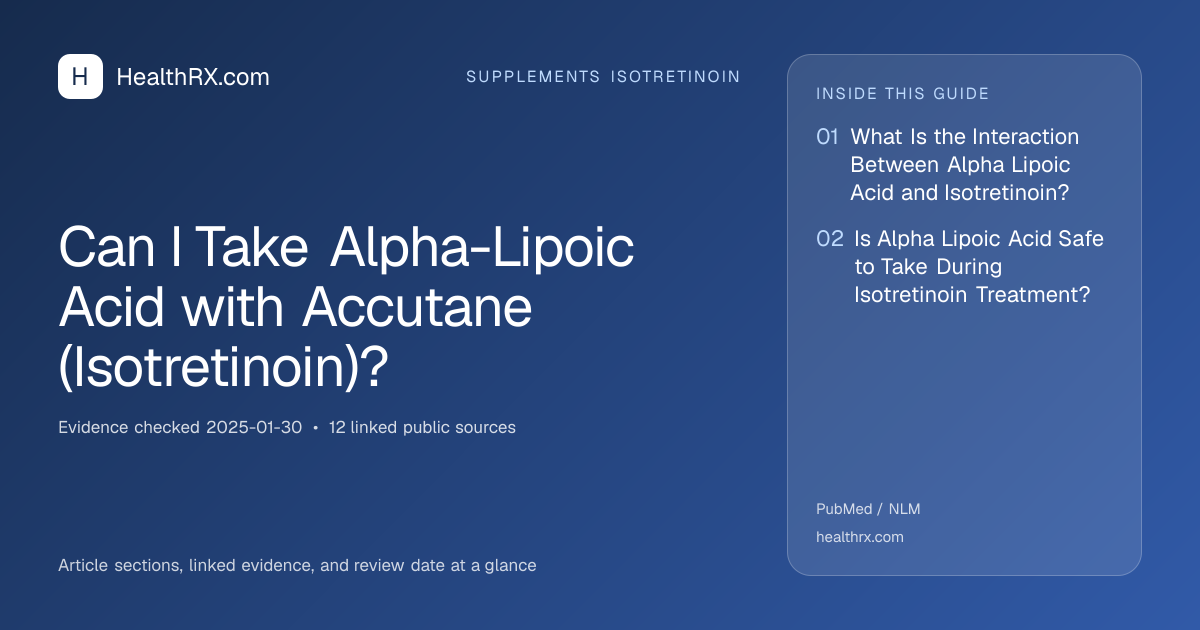 Evidence overview for supplements isotretinoin: Can I Take Alpha-Lipoic Acid with Accutane (Isotretinoin)?