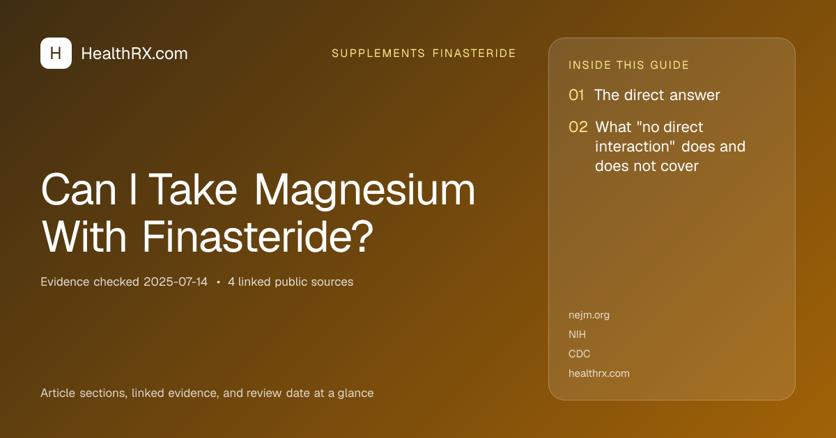 Evidence overview for supplements finasteride: Can I Take Magnesium With Finasteride?
