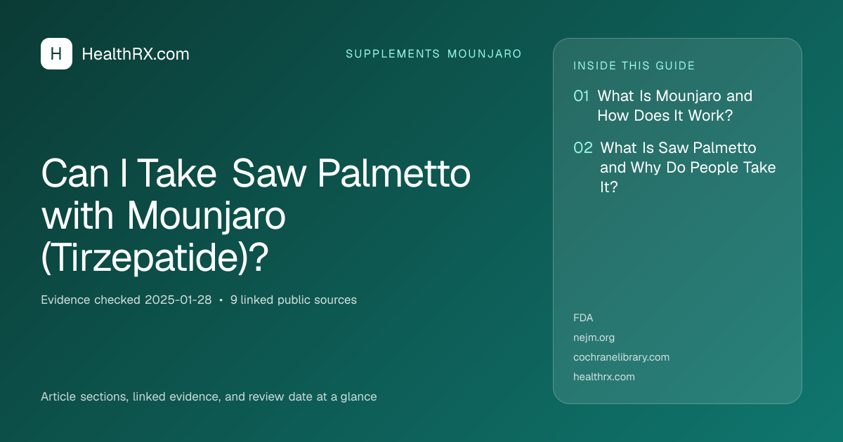 Evidence overview for Can I Take Saw Palmetto with Mounjaro (Tirzepatide)?