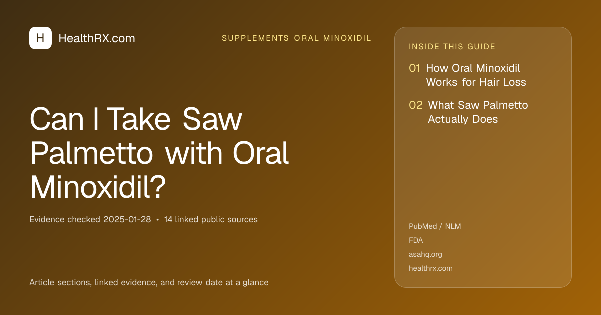 Evidence overview for supplements oral minoxidil: Can I Take Saw Palmetto with Oral Minoxidil?